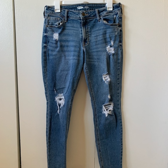 Old Navy Jeans Blue Mid Rise Super Skinny Ripped Jeans Poshmark